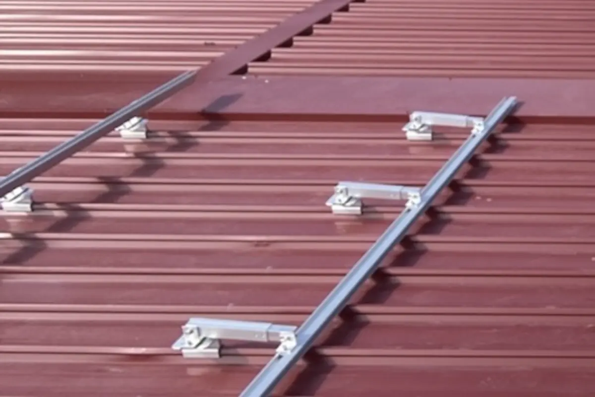 02-metal-roof-solar-mounting-rails tile hook attached to the rafter