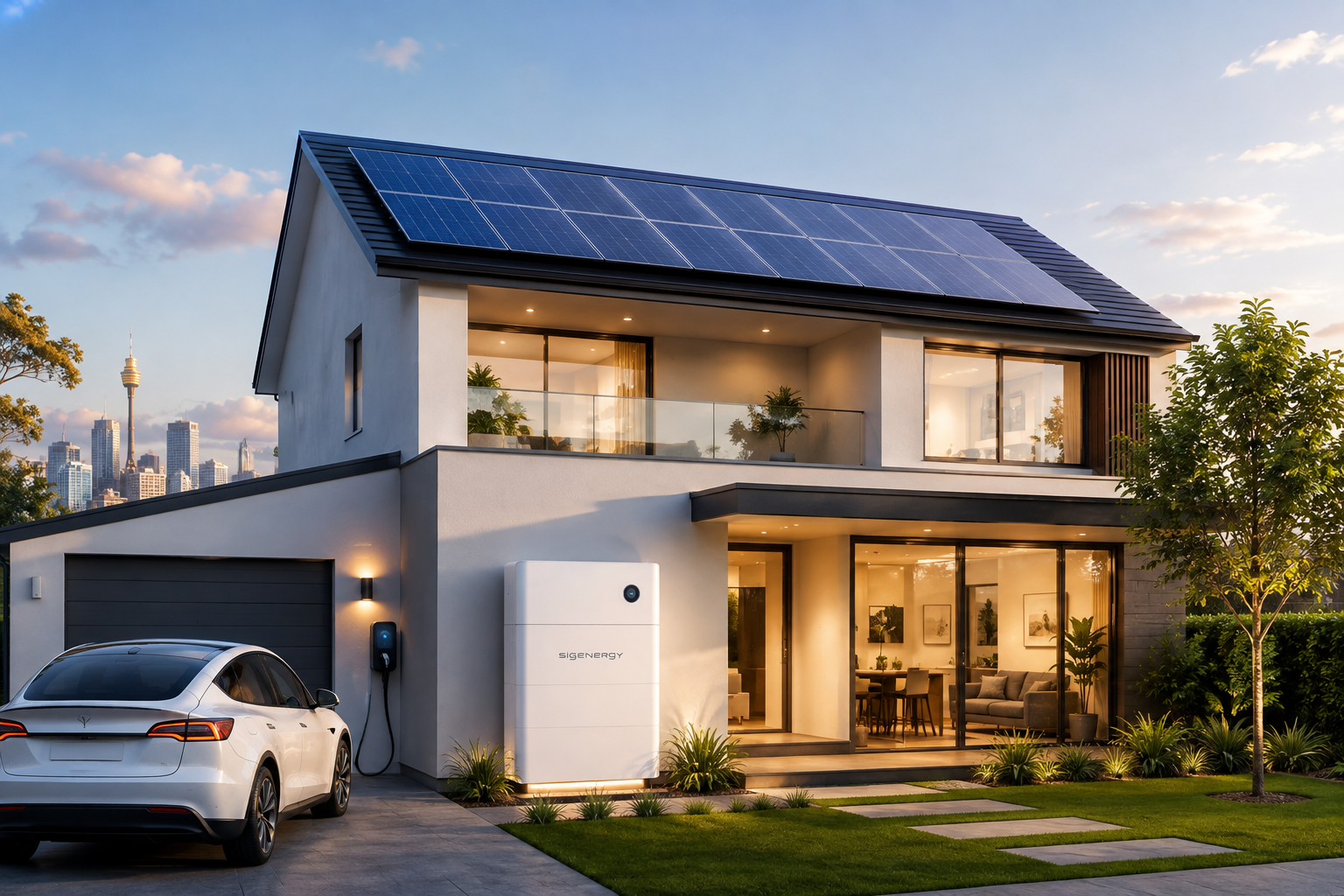 Sydney home with solar panels, battery storage and EV charging